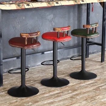 Şık Ahşap bar sandalyesi İskandinav Siyah Ayarlanabilir Tasarım Restoran Tabure Salonu Oturma Odası Mutfak Silla De Bar Ev Dekor