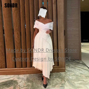 SONDR Modern Beyaz balo kıyafetleri Kapalı Omuz Leke Abendkleider Dubai Abiye Elbiseler De Soirée Parti Yetiştirilen 2023