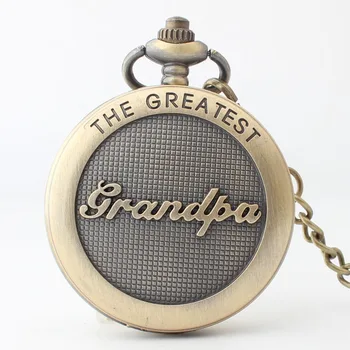 Benim En Büyük Büyükbaba Seni Seviyorum Oyma Kuvars cep saati Büyükbaba için Saatler Fob Zinciri Saat Baba için Adam Doğum Günü Hediyeleri