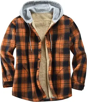 Pazen Uzun Kollu Gevşek Casual Gömlek Palto Moda Streetwear Vintage Hoodie 2023 Erkekler Kış Sıcak Ekose Ekleme Ceket Ceket