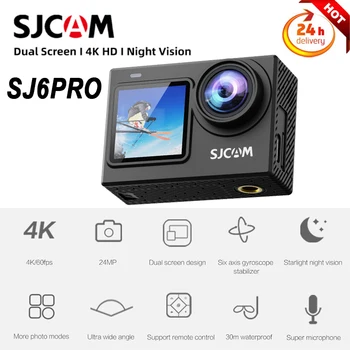 SJCAM SJ6 PRO Eylem Kamera 4K 60FPS 24MP Wifi Webcam 165 ° Geniş FOV H. 264 Spor Video Kameralar 6 Eksenli Jiroskop Sabitleme