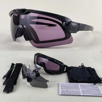 YENİ Bisiklet Güneş Gözlüğü 4 Lens Koruma Erkekler Açık Bisiklet Gözlük Polarize Askeri Taktik Gözlük Çekim Gözlük Kask