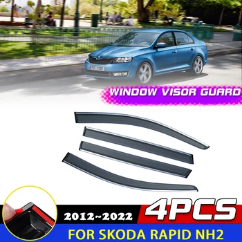 Araba Windows Visor Skoda Rapid için NH2 Sedan 2012~2022 2013 Havalandırma Kapı Tenteleri Güneş Yağmur Kaş Duman Sticker Saptırıcı Aksesuar