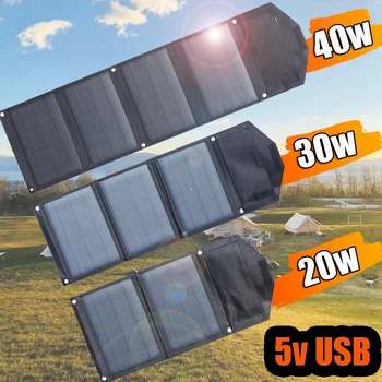 ETFE güneş panelı Katlanabilir 5V USB 40W 30W 20W Taşınabilir güneş enerjisi şarj cihazı cep telefonu taşınabilir şarj aleti Kamp Seyahat Açık Yürüyüş