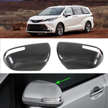 Araba Krom Ayna Kapağı Toyota Sienna için XL30 XLE SE 2011~2020 2012 2013 2014 ABS Dikiz Karbon Fiber Trim Seti Kapağı Aksesuar