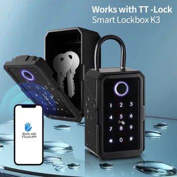 Anahtar Güvenli Tuya Ttlock Parmak İzi Bluetooth Wifi Dijital Anahtar Kutusu App Uzaktan Erişim Duvar Montaj Kombinasyonu Şifre Depolama Kilidi