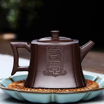 El yapımı Butik Teaware Yixing Dahongpao demlik Kare Mor Kil filtre demlik güzellik su ısıtıcısı ham Cevher özelleştirilmiş Hediyeler 200 ml