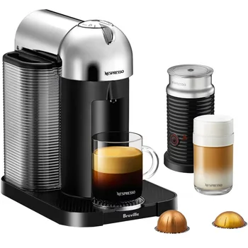 Breville Nespresso Vertuo Kahve ve Espresso Tek Servis Makinesi Krom ve Aeroccino süt köpürtücü Siyah