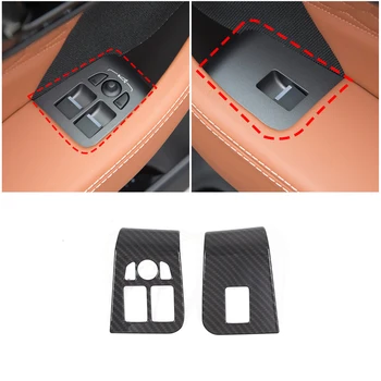 Jaguar F-TYPE 2013-2024 için ABS Mat siyah / karbon fiber Araba pencere camı Kaldırma Düğmesi krom çerçeve Trim sticker Araba Aksesuarları