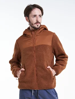 2023 musim gugur baru 0-15 ℃ pria kasual bulu jaket Fashion tambal sulam ritsleting saku bertudung jaket ukuran besar suami