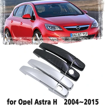 Siyah Karbon Fiber Kolu veya Krom Yan Kapı Kapak Trim Seti Opel Astra H 2004~2015 Holden Vauxhall GTC Oto Aksesuarları