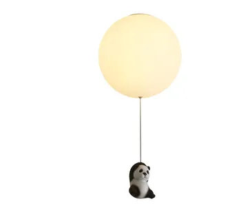 Yaratıcı Panda Led avizeler balon ışıkları sevimli bebek çocuk yatak odası oturma yemek odası kolye asılı aydınlatmaları tasarımcı
