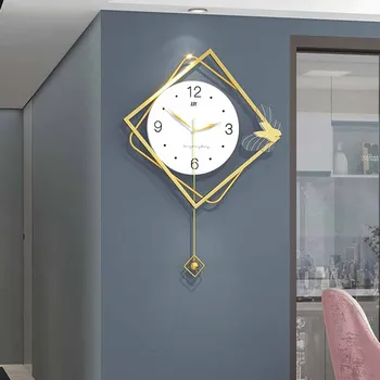 Modern Dijital duvar saati Modern Tasarım Grafik Sarkaç Altın Şık duvar saati Lüks Metal Reloj Pared Odası Dekor XY50WC