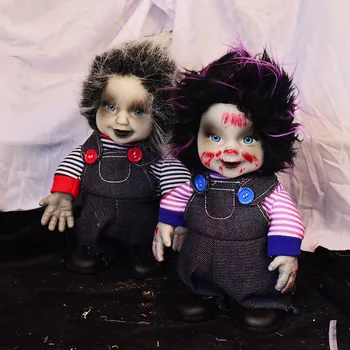 Elektrikli oyuncak bebekler Cadılar Bayramı Dekorasyon Cadılar Bayramı Korkunç Ses Kontrolü Aydınlık Yürüyüş Korku Bebek Düzeni Sahne Süsleme
