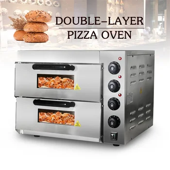 Iki katmanlı Pizza Makinesi Fırın Ticari Yüksek kapasiteli Ekmek Durak Fırın Shaobing Fırında Kek Kalbur Pişirme Elektrikli Fırın