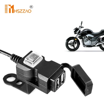 12-24V Motosiklet Evrensel Yeni Çift Bağlantı Noktalı USB Cep Telefonu Şarj Cihazı Güç Anahtarı İle Su Geçirmez Şarj Cihazı
