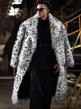 Mauroicardi Kış Şık Uzun Renkli Kalın Sıcak Yumuşak Tüylü Faux Kürk Ceket Erkekler Yüksek Kaliteli Renkli Kabarık Kürklü Palto 2023