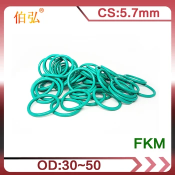 Flor Kauçuk O-Ring 5 adet/grup Yeşil FKM Sızdırmazlık CS 5.7 mm OD30/35/40/45/50mm O Ring Conta Halkası conta Yıkayıcı