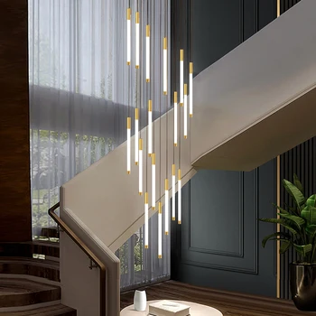 Led dubleks merdiven avize İskandinav Modern basit ışık lüks Villa daire kolye ışık ev kapalı dekor aydınlatma lambaları