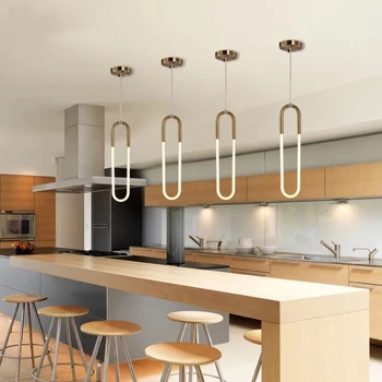 Iskandinav Modern Minimalist Yaratıcı LED Enerji tasarrufu U şeklinde Bar Avize Yemek Oturma Odası Yatak Odası Kişiselleştirilmiş Ev Lambaları