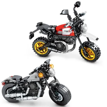 Teknik Ünlü Marka Motosiklet Ducatis Scrambler Çöl Kızak Modeli Moc Yapı Taşı Harl Demir 883 Tuğla Oyuncak Koleksiyonu