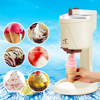 Dondurma yapma makinesi Makinesi Çocuklar için Ev Süt Çay Dükkanı Elektrikli Büyük kapasiteli 220V 1L DIY Dondurma Meyve Otomatik Koni Makinesi