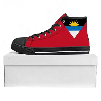Antigua ve Barbuda Bayrağı Yüksek Top yüksek kaliteli ayakkabılar Mens Womens Genç Kanvas Sneaker Rahat Çift Ayakkabı Özel Ayakkabı