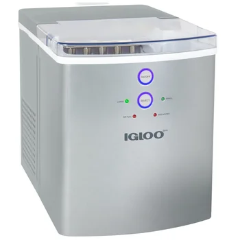 Igloo IGLİCEB33SL 33 Kiloluk Otomatik Taşınabilir Tezgah buz yapma makinesi, Gümüş buz makinesi buz yapma makinesi