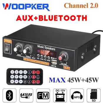 Ses amplifikatörü 45Wx2 Kanal 2.0 Dijital Ev Araba için Güçlü Bluetooth Hıfı Stereo Subwoofer AMP Desteği USB TF FM AUX