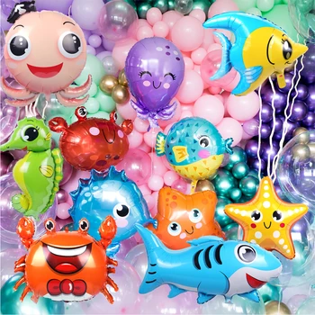 Deniz Tema Folyo Balonlar Köpekbalığı Balonlar Büyük Deniz Hayvan Balon Karikatür Balık Balon Çocuklar Globos Deniz Altında Parti Dekorasyon