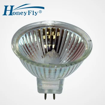HoneyFly 10 adet Takım Tezgahı MR16 Halojen Lamba Spot 36V 2700K 35W/50W / 60W GU5.3 Halojen ampul ışık kapaklı Şeffaf Cam
