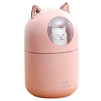 2X Sevimli Kedi serin buharlı nem aygıtı Ev İçin, Kedi Gece Lambası Uçucu Saf Hava Bebek Odası İçin, Kolay Temiz Kullanım Pembe