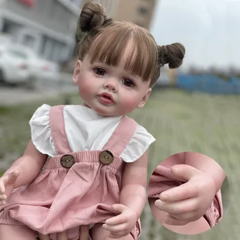 22 inç Bebê Reborn Tam Vücut Vinil Bebe Reborn 3D Boyalı Görünür Damarlar El Yapımı Gerçekçi Yeniden Doğmuş Bebek Kız Muñecas