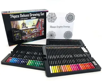 Yeni 75 Parça Yüksek Kalite Renkli Kalem Çizim Renk Kurşun Set Profesyonel Yetişkin Kitap Kutusu Çizim Sanat tationery Malzemeleri