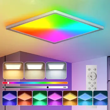 Akıllı WİFİ LED kare tavan ışığı RGBCW Kısılabilir TUYA APP Alexa Google Ev ile Uyumlu Yatak Odası Oturma Odası Ortam ışığı