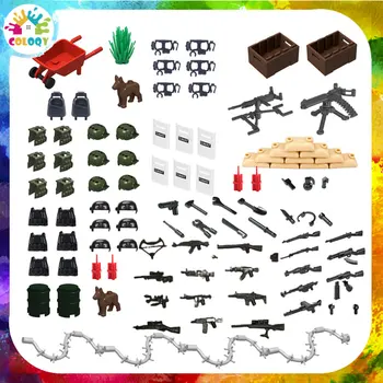 Çocuk oyuncak yapı taşı MOC askeri asker silah ambalaj stok tedarik kutusu askeri sahne eşleşen aksesuarları toptan