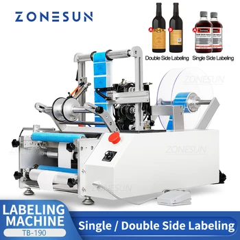 ZONESUN XL801 Otomatik Şişe Etiketleme Makinesi Tek Çift Taraflı Suyu Yuvarlak Şişe Etiket Aplikatör Dater