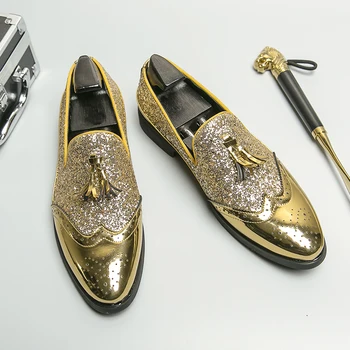Brogue deri ayakkabı moda İngiliz tarzı rahat düz ayakkabı elbise resmi iş erkek deri ayakkabı