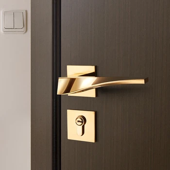 YONFIA 8041 Modern tasarım PVD Altın Ev Ev Odası Kapı Kolu İç Kapı leyveli kilit Kolu Seti Kapı Donanım Altın