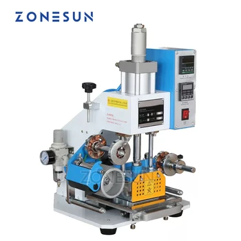 ZONESUN ZY-819 - A 80 * 90mm pnömatik Deri logolu kağıt sıcak folyo damgalama kabartma makinesi ısı basın makinesi yumruk basın