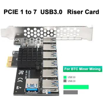 PCI-E Yükseltici Kart 1 Dönüş 7 PCI-Express Yuvası 1x İla 16x USB 3.0 Madencilik Özel Yükseltici Kart PCIe Dönüştürücü BTC Madenci Madencilik