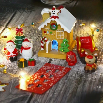 1 Takım 1: 12 Evcilik Minyatür LED Noel Evi Elk Noel Baba Kardan Adam Noel Ağacı Modeli Dekor Oyuncak Bebek Evi Aksesuarları