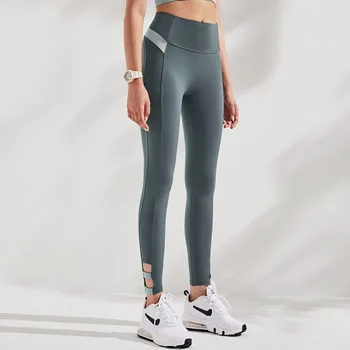 Kadın Spor Tayt Yüksek Bel Yoga Pantolon Hızlı Kuru Koşu Pantolon Hollow Out Nefes Gym Fitness Pilates Tayt Pantolon Femme