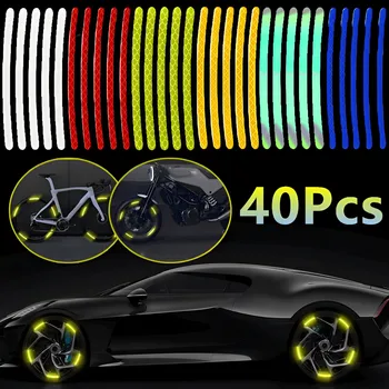 40 Adet Araba Çıkartmaları Tekerlek Göbeği Yansıtıcı Şeritler Bant Motosiklet bisiklet lastiği Etiket Karayolu Sürüş Güvenlik Şeridi Araba Aksesuarları