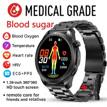 2023 Yeni Kan Şekeri akıllı saat Erkekler Doğru Ölçüm EKG + PPG Kan Basıncı Sağlık Saatler IP68 Su Geçirmez SmartWatch Erkekler