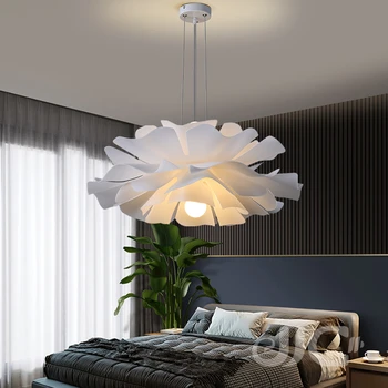 JJC İskandinav beyaz kolye ışık yatak odası oturma odası yemek odası için çiçek kompozisyon kolye lamba kapalı asılı lamba abajur