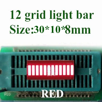 20 ADET 12 ızgara dijital segment led ışık çubuğu 12 düz tüp 30x10x8mm kırmızı ışık on hücre yüzeyi düz tüp