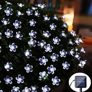 12 M LED güneş dize noel ışıkları açık 8 modu su geçirmez peri ışıkları bahçe çiçeği ışıkları parti ev dekorasyon çelenk