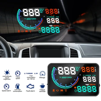 Hud Obd2 Ekran Head Up Display araç ön camı Projektörler Dijital Kilometre RPM Metre Alarm Oto Araba Aksesuarları Araçlar