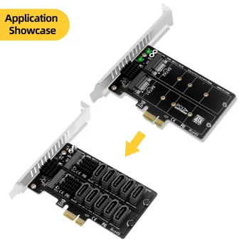 M. 2 SATA PCIE Adaptör Kartı Çift Diskli RAID Bölünmüş Genişleme Çift Diskli Dizi Kartı PCIe X1 NGFF M2 SATA Genişletilmiş kart PH58